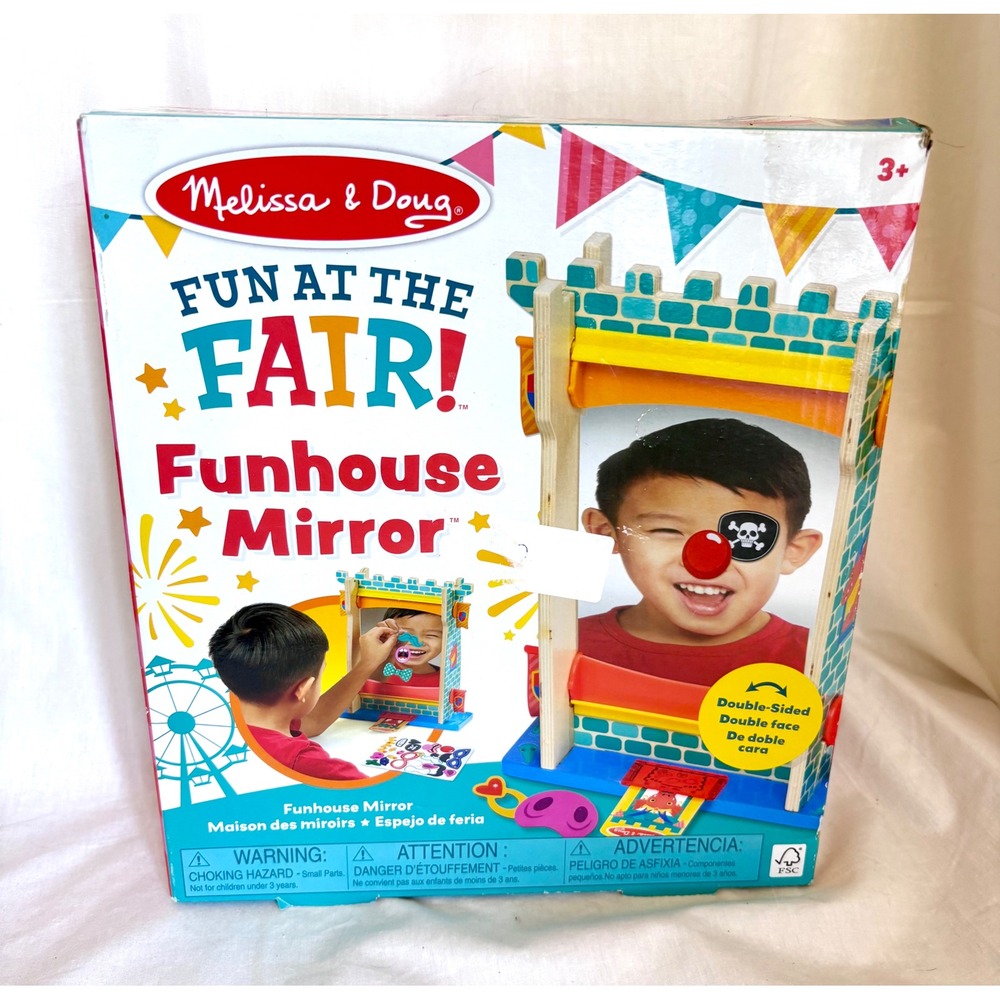 Melissa & Doug Fun at the Fair Funhouse Mirror Wooden Toy with Reusable Stickers